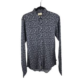 NWT Civil Society Hubert Floral Button-Up Shirt Navy Size L